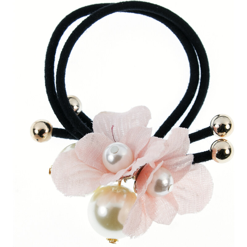 Fashion Icon Gumička do vlasů dvouřadá s květinou a perlou