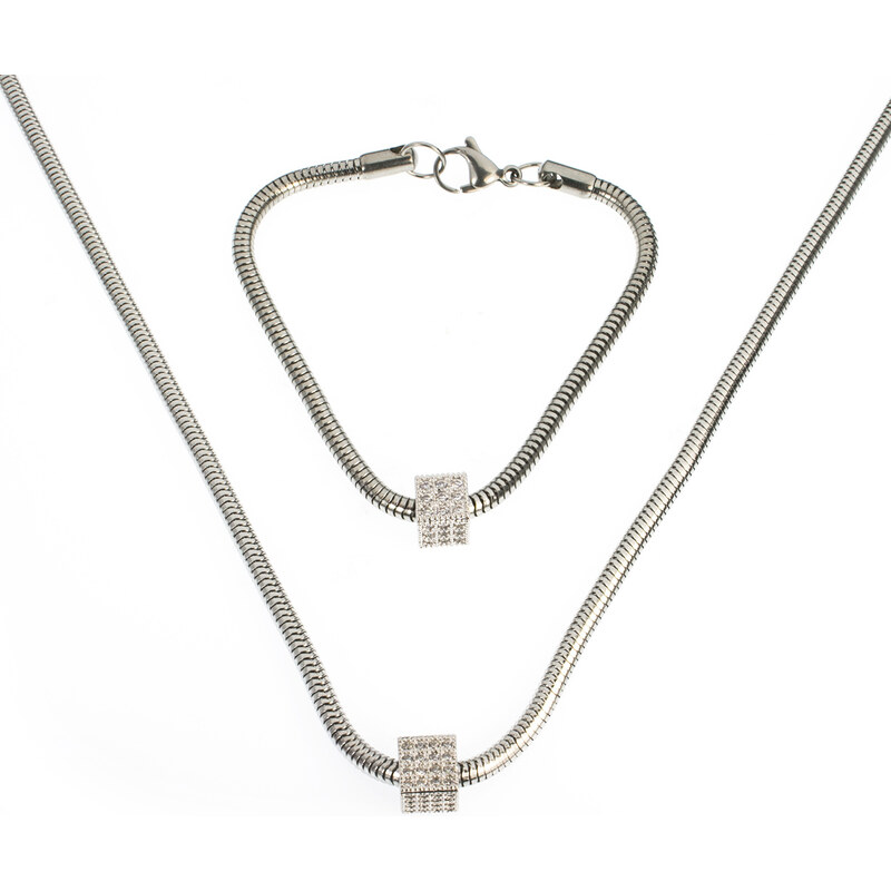 Sada náramek a náhrdelník chirurgická ocel kostka SD0083-12