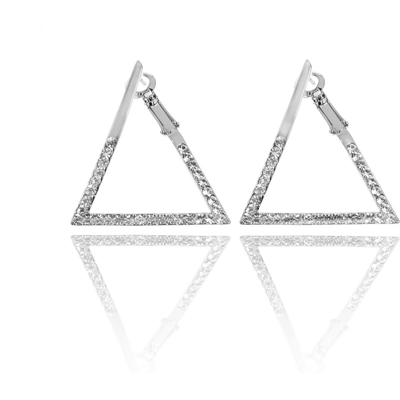Fashion Icon Náušnice visací trojúhelník s krystaly NE0843-0312