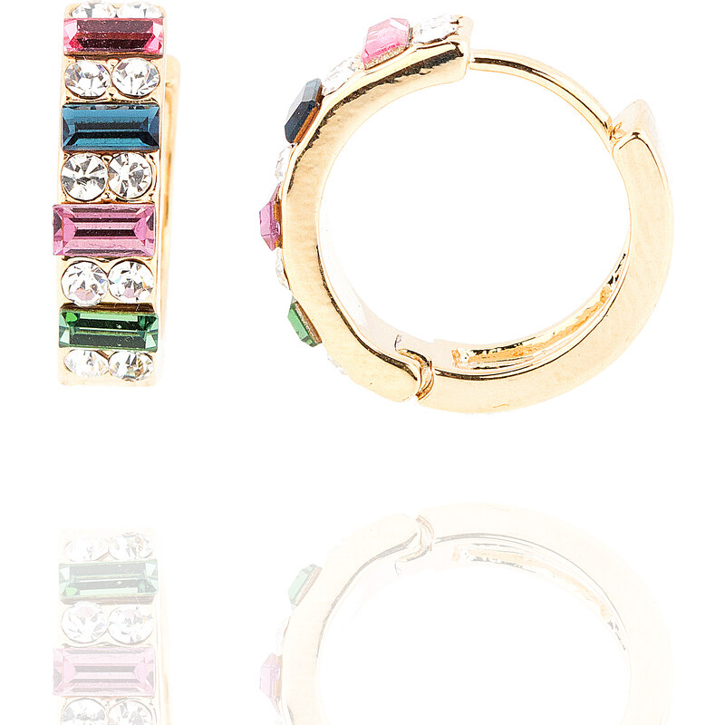 Fashion Icon Náušnice kroužky s obdélníkovými krystalky NE0840-0332