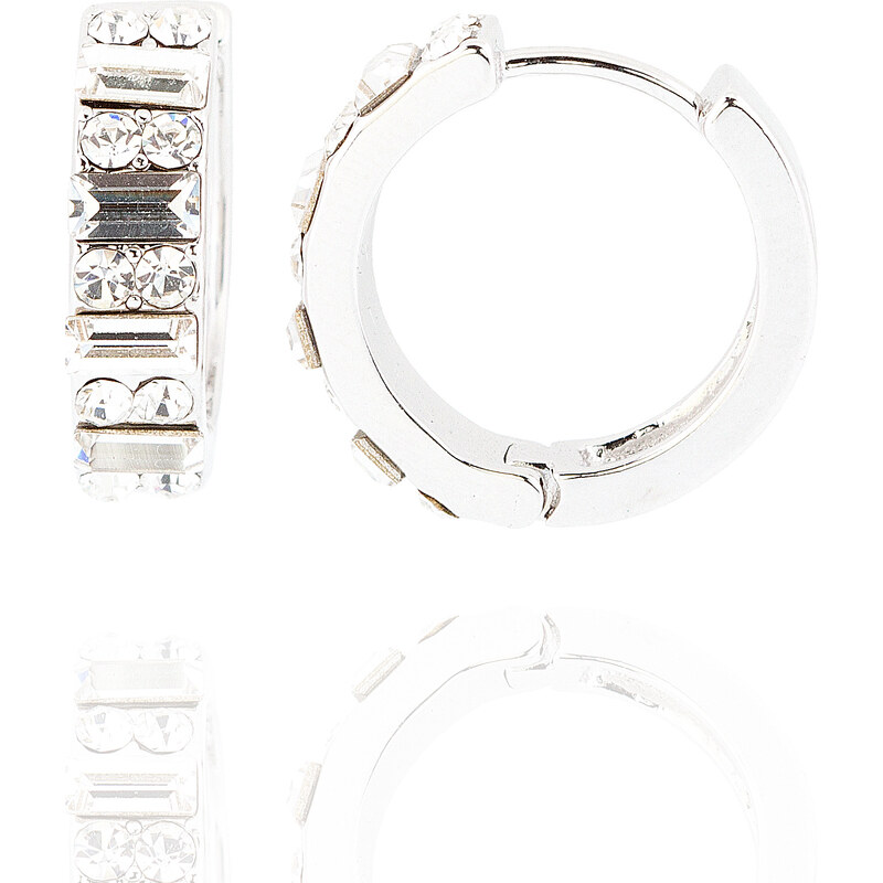 Fashion Icon Náušnice kroužky s obdélníkovými krystalky NE0840-0312