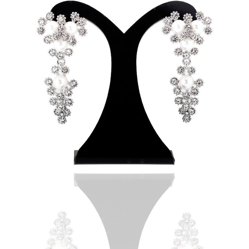 Fashion Icon Náušnice visací svatební LOVE krystal a perly NE0835-0312