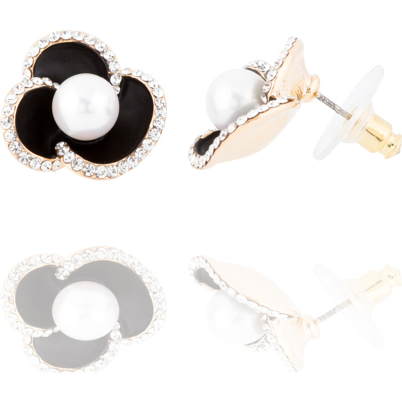 Fashion Icon Náušnice kytičky s krystalky a perlou NE0825-0314