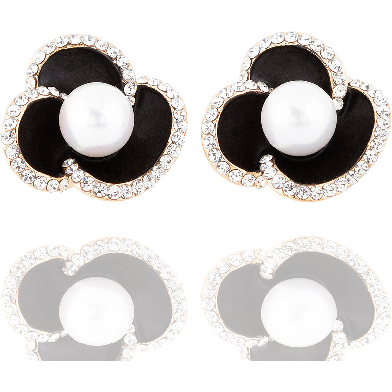Fashion Icon Náušnice kytičky s krystalky a perlou NE0825-0312