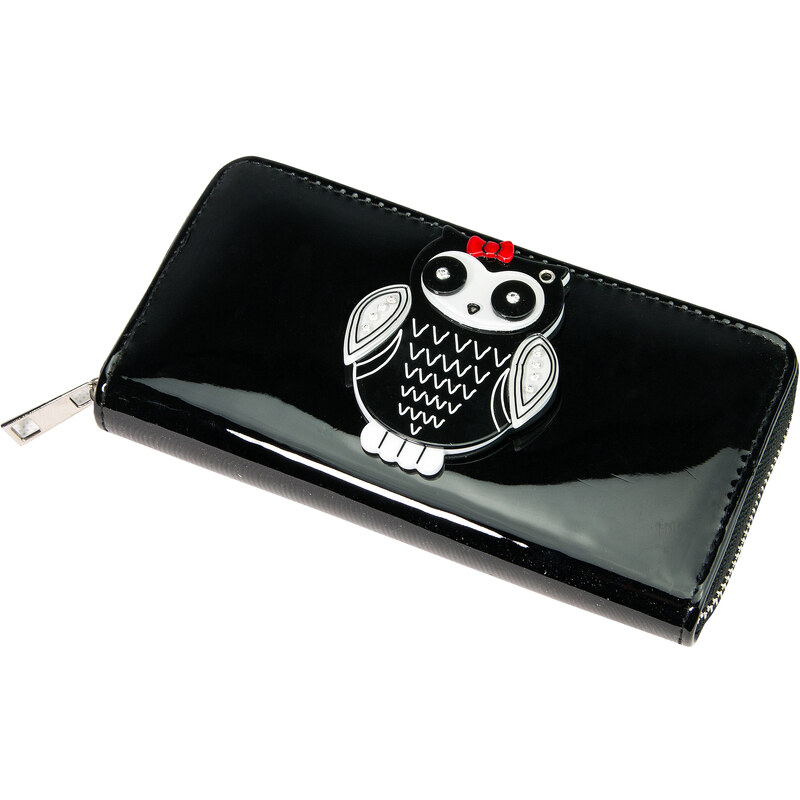 Fashion Icon Dámská peněženka Black & RED lakovaná s zrcátkem