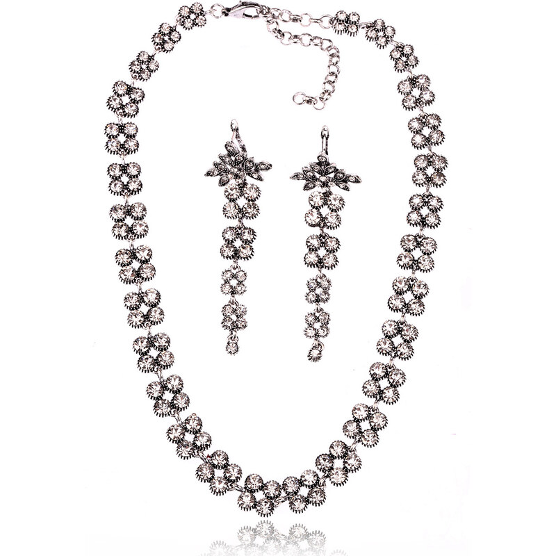 Fashion Icon Sada náušnice a náhrdelník krystaly a patina SD0080-12