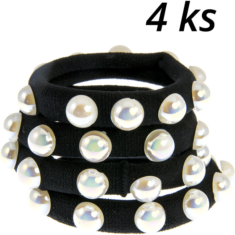 Fashion Icon Vlasové gumičky perla 4ks VG0016-02