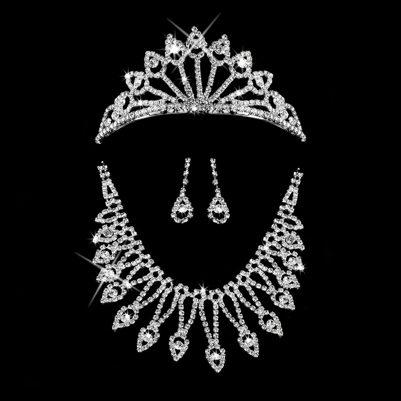 Fashion Icon Štrasová sada Drop náhrdelník, náušnice a korunka SD0071-12