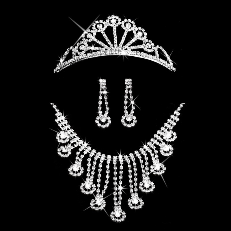 Fashion Icon Plesová štrasová sada Sea náhrdelník náušnice a korunka SD0067-12