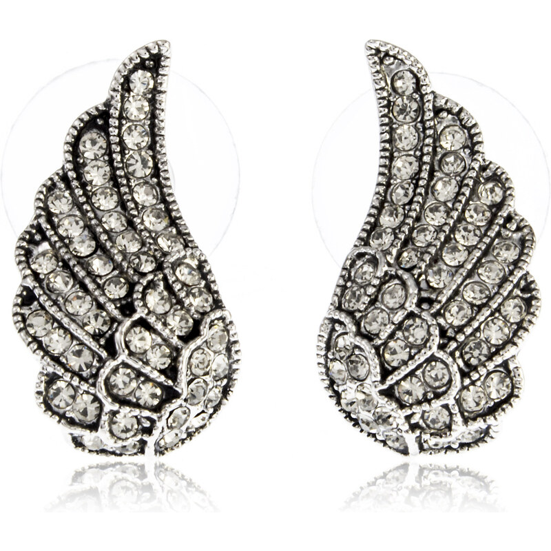 Fashion Icon Náušnice andělská křídla s krystalky NE0687-0301