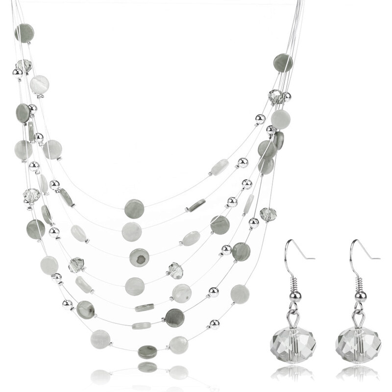 Fashion Icon Sada náhrdelník a náušnice krystalky a placky SD0058-13