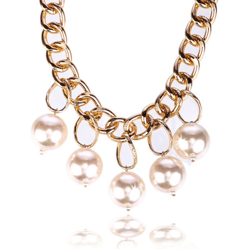 Fashion Icon Náhrdelník řetěz s perlami NK0013-0314