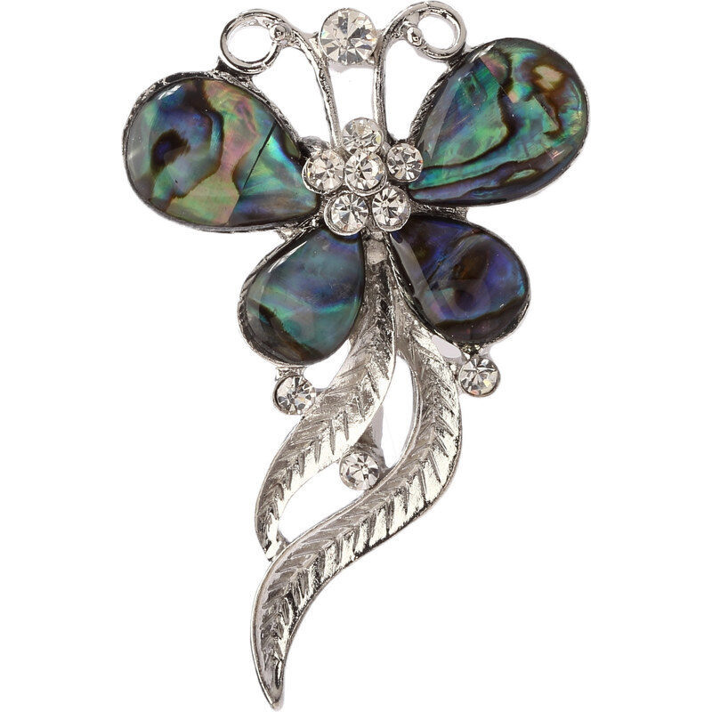 Fashion Icon Brož motýl s krystalky Paua perleť BR0105-0410