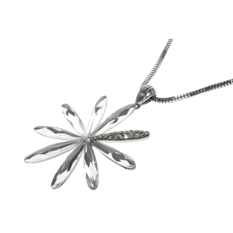 Fashion Icon Přívěsek květ s krystalky pokovený platinou PK0386-0312