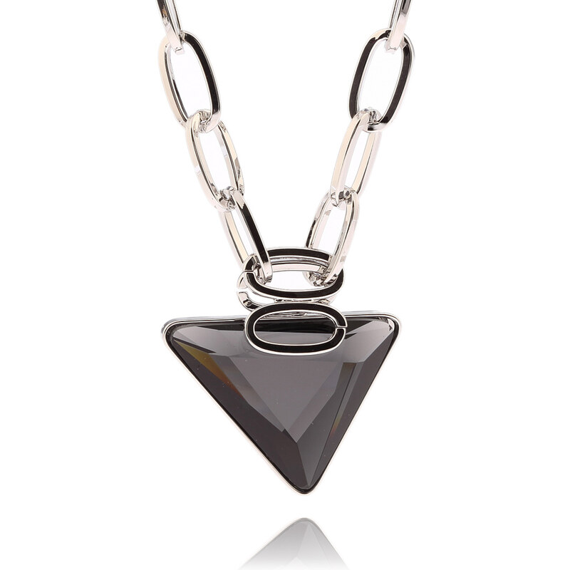 Fashion Icon Náhrdelník trojúhelník s krystalem pokovený platinou NK0177-0312