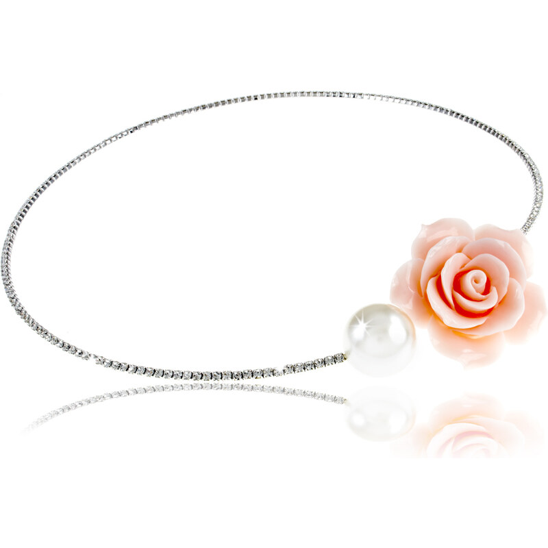 Fashion Icon Náhrdelník růže pastel a perla NK0165-0335