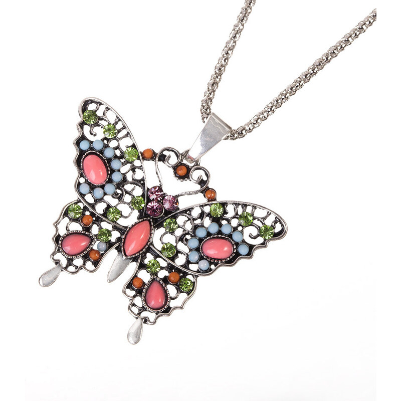 Fashion Icon Přívěsek s řetízkem etno motýl s patinou PK0216-0306