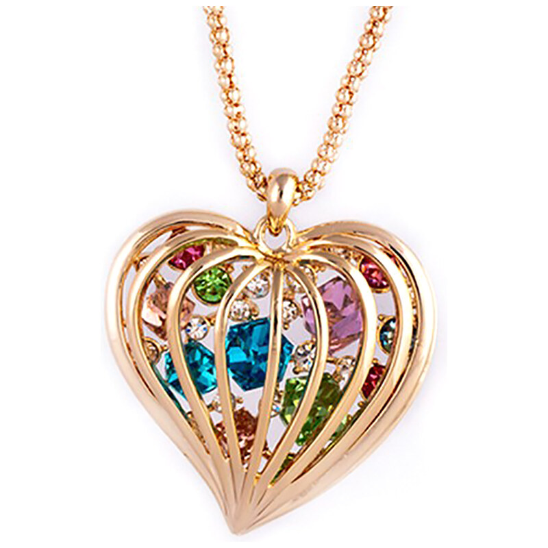 Fashion Icon Přívěsek s řetízkem dvojité srdce s krystaly Swarovski elements PK0146-1306