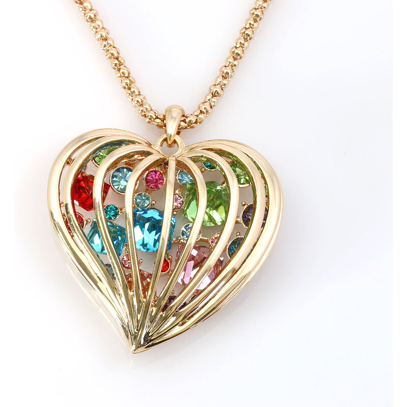 Fashion Icon Přívěsek s řetízkem dvojité srdce s krystaly Swarovski elements PK0146-1332