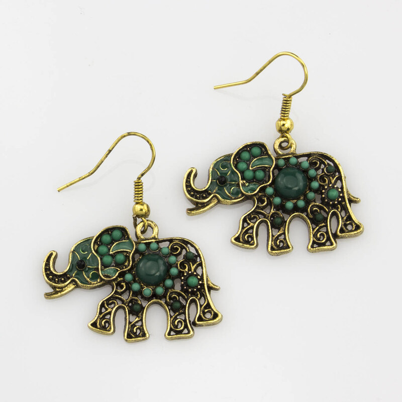 Fashion Icon Náušnice etno slon s patinou a korálky NE0139-0310