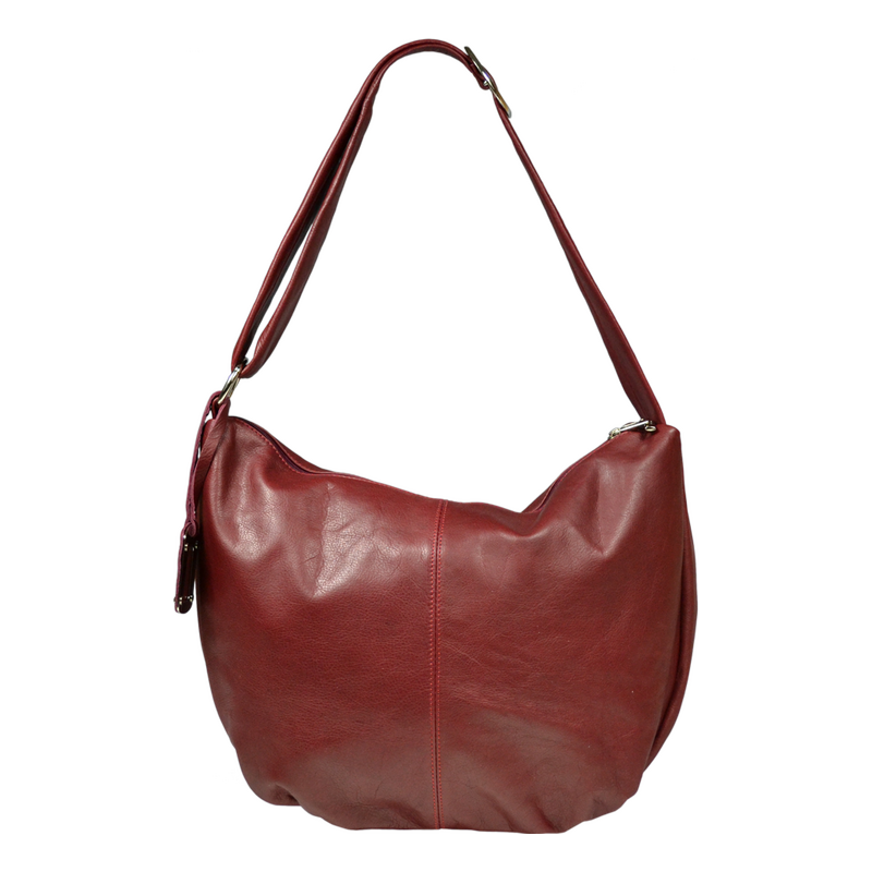 Červená kožená italská crossbody kabelka Gondola Bordo
