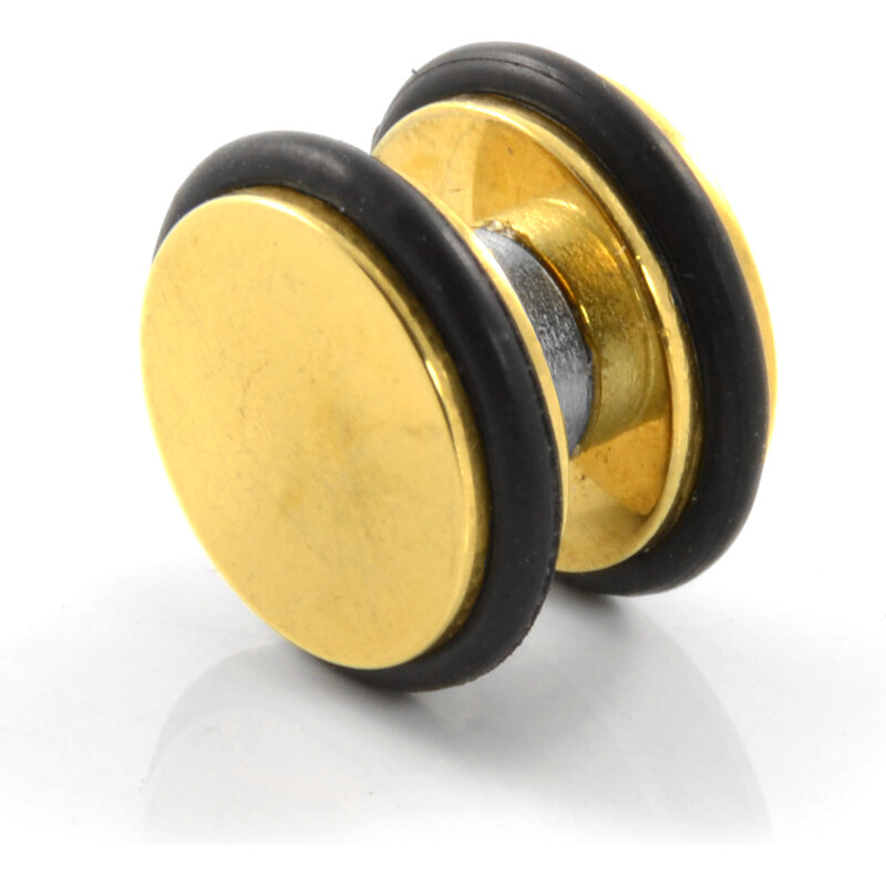Trendhim Ocelová magnetická náušnice Gold & Rubber 10 mm D2-6-3312
