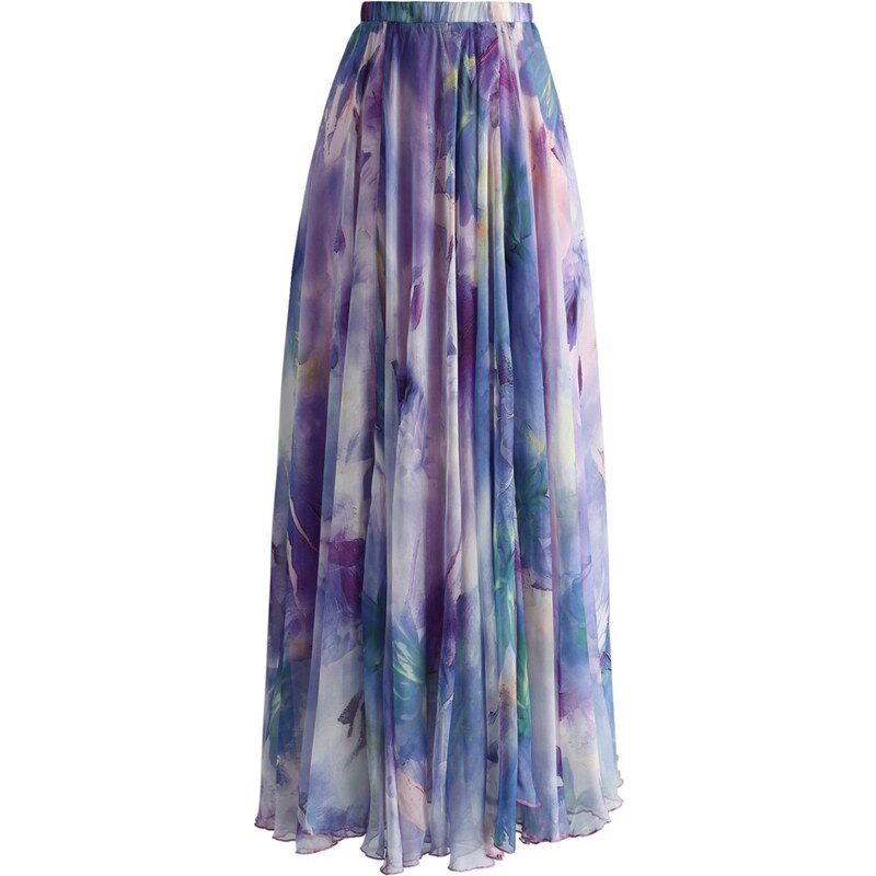 Chicwish dámská sukně maxi AKVAREL fialová