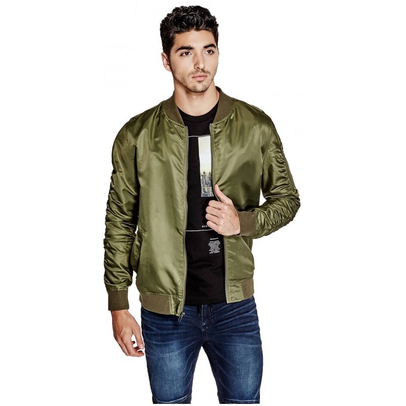 GUESS GUESS Ryker Nylon Bomber Jacket - olive