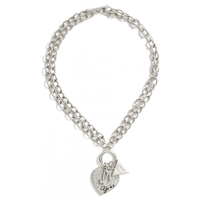 GUESS Dámský náramek Heart Chain Bracelet - stříbrná
