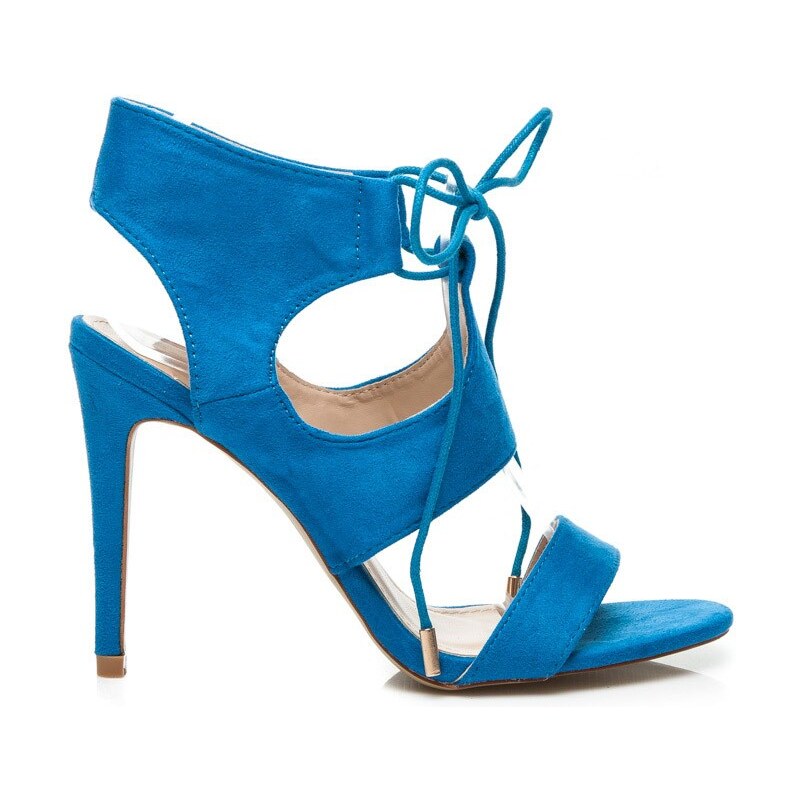 VICES Dámské modré vázané sandály na podpatku