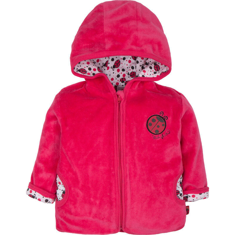 G-mini Dívčí velurový kabátek s kapucí Beruška - růžový