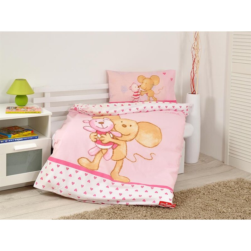 Herding Dětské povlečení Zvířátka: Mouse pink bavlna,100x135