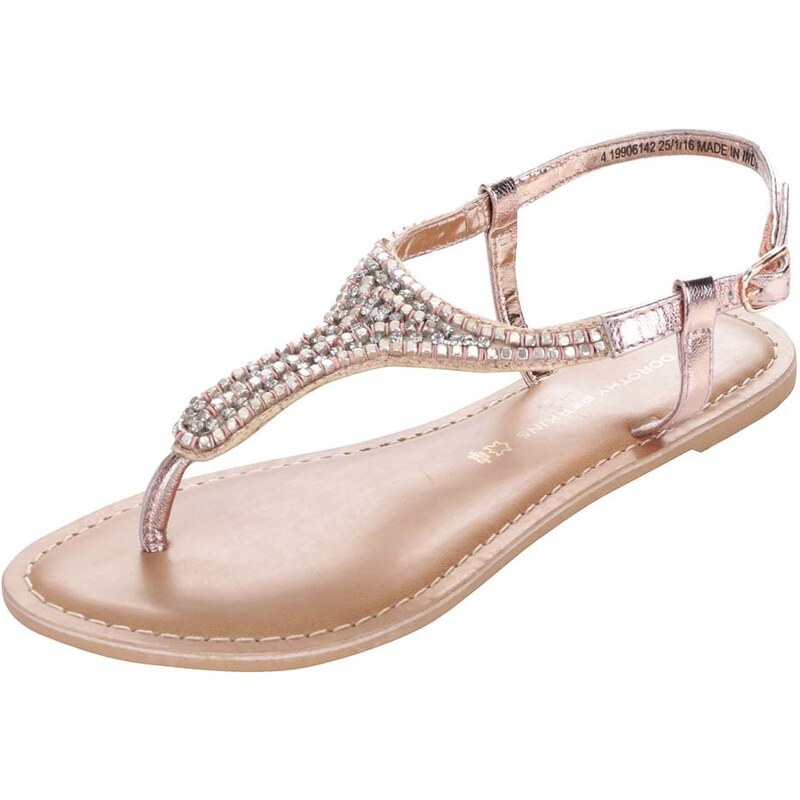 Sandálky v růžovozlaté barvě s kamínky Dorothy Perkins