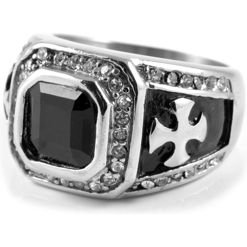 SteelCZ Ocelový prsten Majestic Zirconia & Cross R1-5-3331