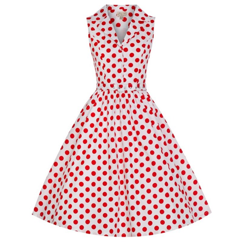 MATILDA bílo červené GRANKO puntíkované šaty ve stylu padesátých let