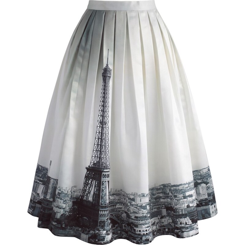 CHICWISH Dámská sukně Midi Eiffelova věž