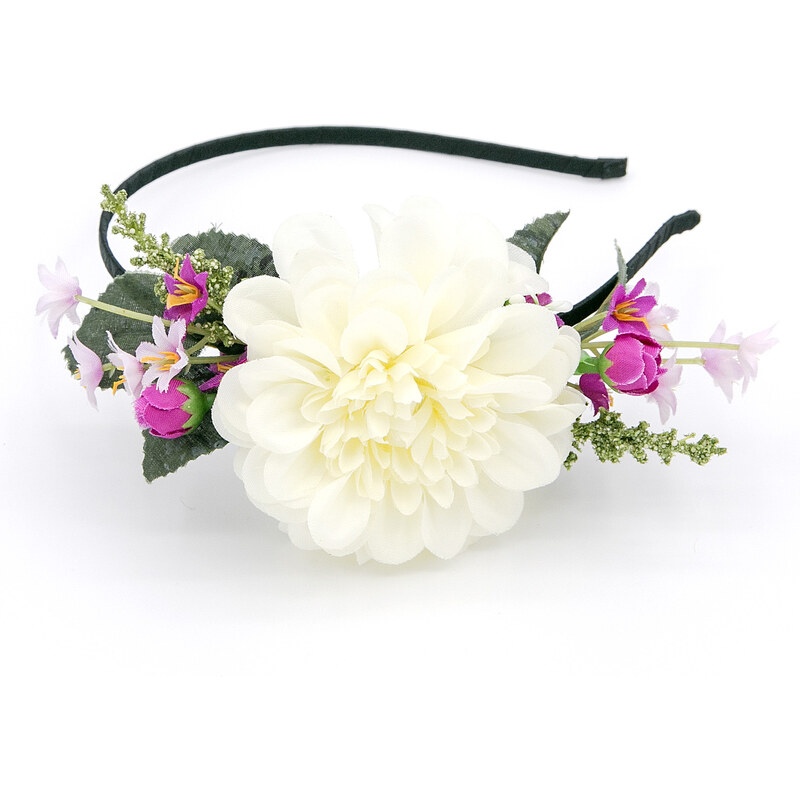 Fashion Icon Čelenka do vlasů bohatá květinová chryzantéma