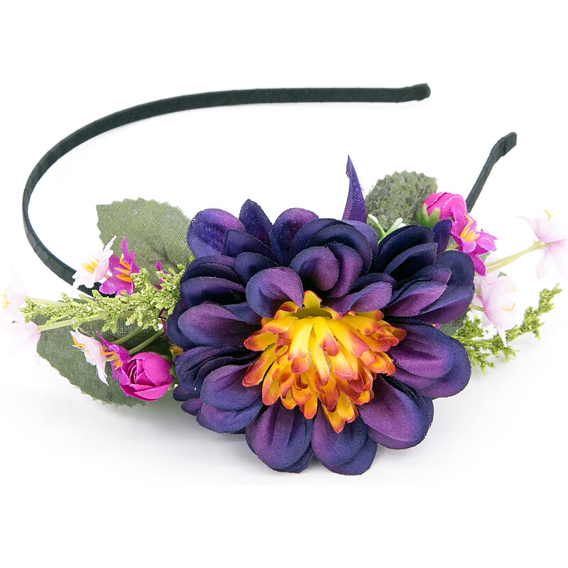Fashion Icon Čelenka do vlasů bohatá květinová chryzantéma