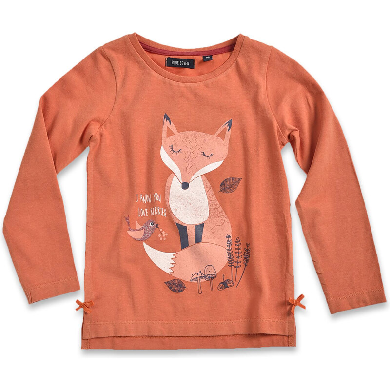 Blue Seven Dívčí tričko s liškou - oranžové