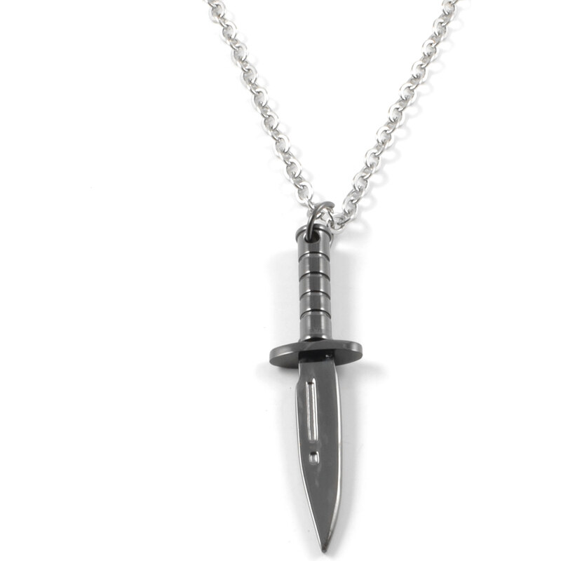 Trendhim Ocelový náhrdelník Černý nůž D1-4-3241