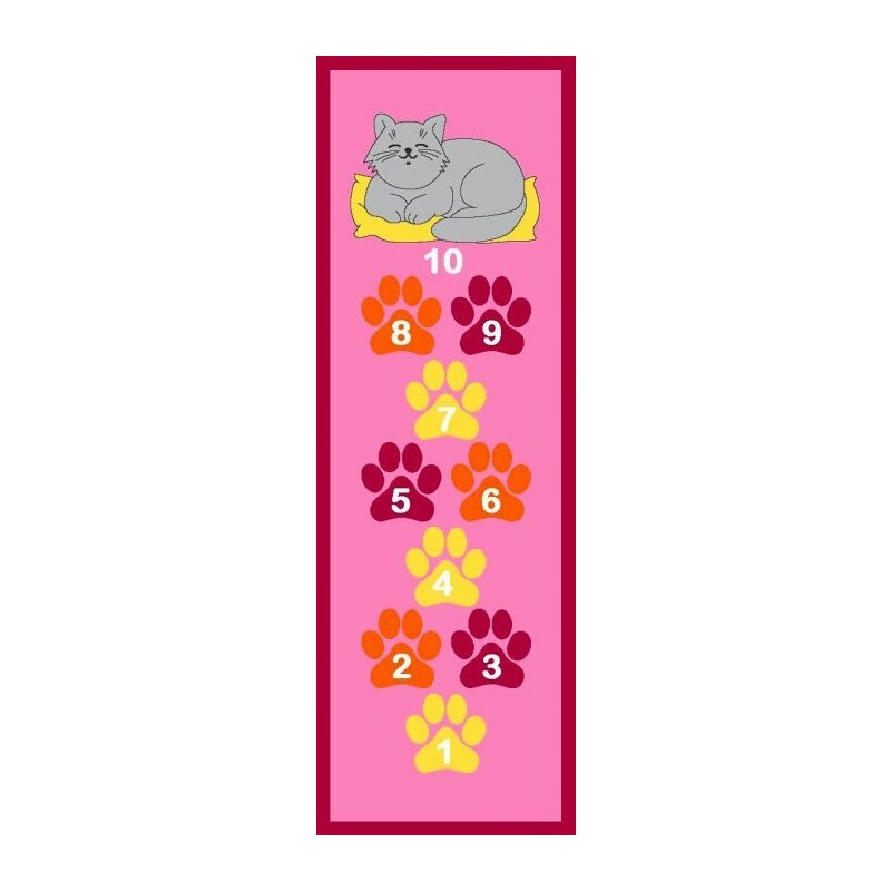 Vopi Dětský koberec Skákací panák s kočičkou, 67x200 cm - růžový