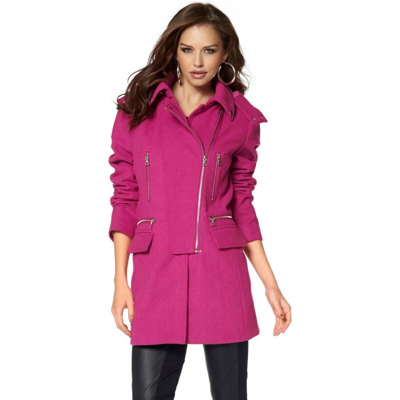 Dámský kratší vlněný kabát Laura Scott 38 pink Ano