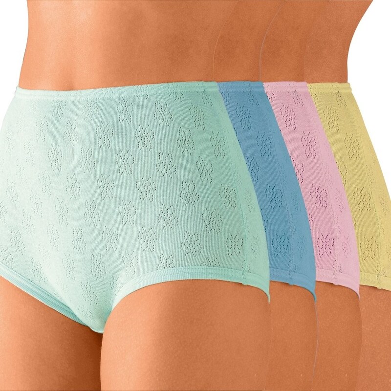 Blancheporte Žakárové kalhotky maxi, sada 7 ks zelená+bílá+modrá+růžová+žlutá 42/44