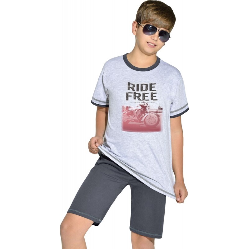 Taro Bavlněné chlapecké pyžamo Free ride šedé