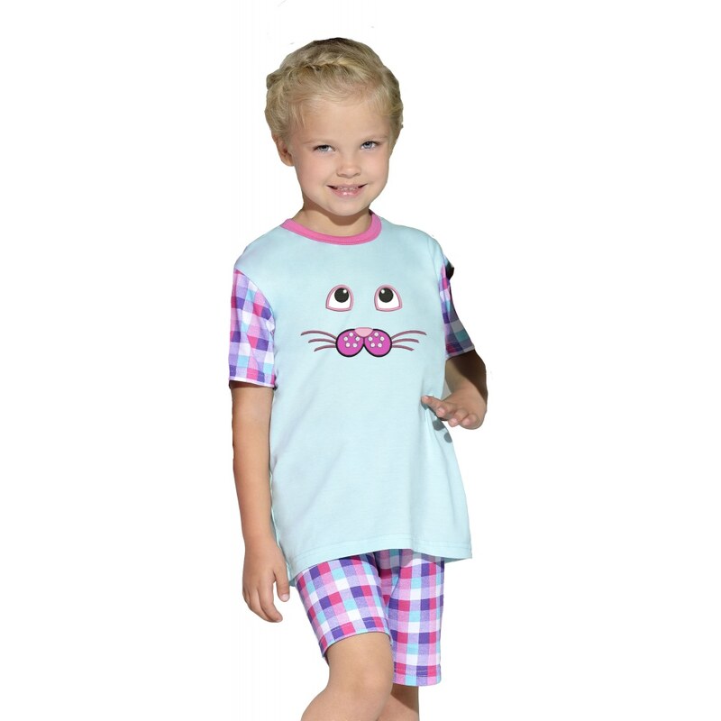 Taro Dětské pyžamo s kočičkou tyrkys