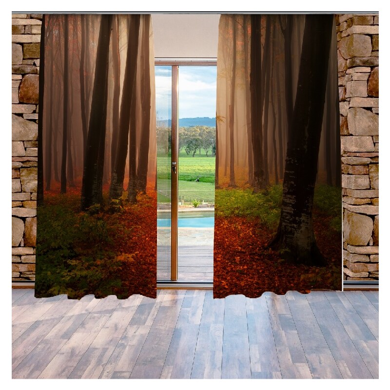 Xdecor Podzimní les (140 x 250 cm) - Dekorační závěs