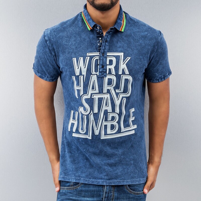 Just Rhyse Polo tričko Work Hard modrá