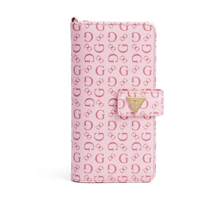 GUESS Dámská peněženka s pouzdrem na telefon Logo Smartphone Wristlet - pink