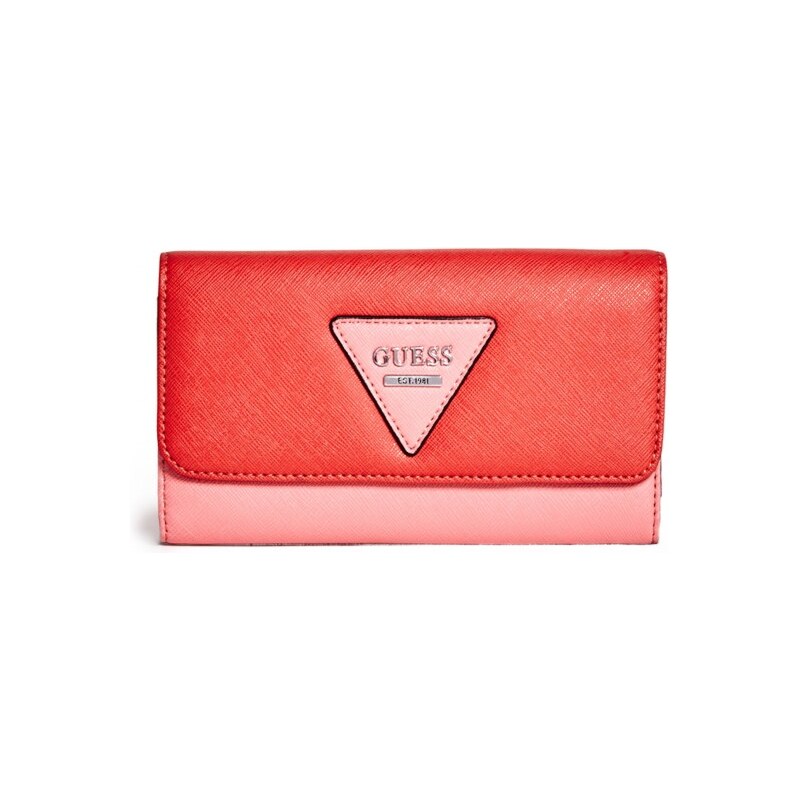 GUESS GUESS Darcie Color-Blocked Slim Wallet - coral multi