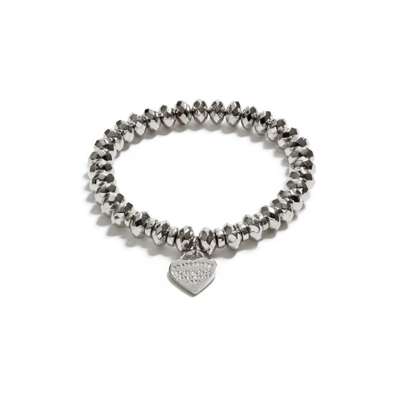 GUESS GUESS Silver-Tone Logo Heart Bracelet - silver